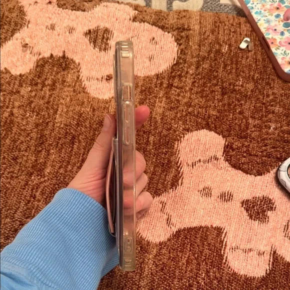 Floral Purple Phone Case with Pink Strap. WALLI BRAND. iPhone 15 plus. - Picture 4 of 4